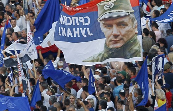 Demonstrace proti zatení generála Ratka Mladie. (29. kvtna 2011)