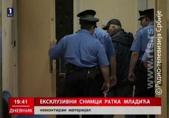 Ratko Mladi u soudu v Blhrad na zábrech srbské televize RTS