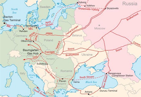 Plynovody Nord Stream a South Stream Rusku umon vyhnout se dodvkm pes stedn Evropu.