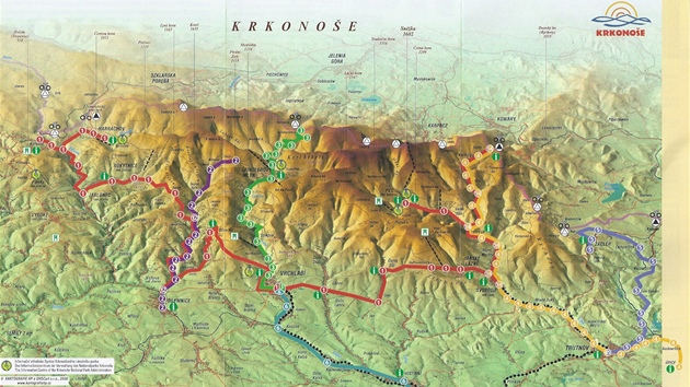 Plánek tras cyklobusů po Krkonoších Plánek tras cyklobusů po Krkonoších