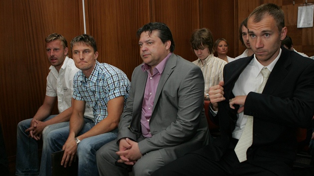 Obalovaní aktéi korupní kauzy. Zleva: David Zoubek, Miroslav Obermajer, Karel Kapr a Petr Drobisz