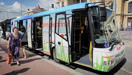 Testovací jízda elektrobusu v eských Budjovicích. 
