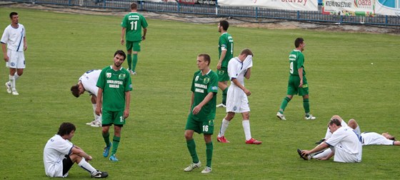 Atmosféra po utkání Kladno - Sokolov (v zeleném).