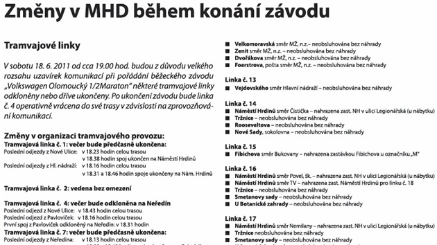 Kvli plmaratonu (na snímku loský vítz Stephen Kibet z Keni) bude v sobotu ve Olomouci ada uzavírek, navíc díve skoní nkteré linky tramvají a mstské autobusy zamíí na objízdné trasych.