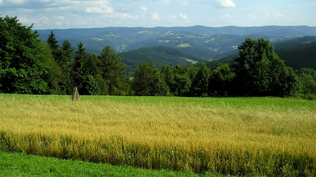 Pásmo Javorník se táhne naproti pes údolí Vsetínské Bevy.