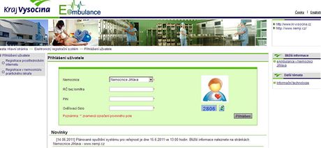 Elektronický registraní systém Nemocnice Jihlava.