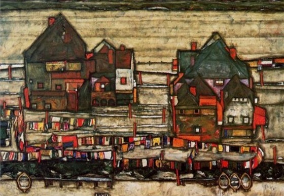 Egon Schiele: Domy s barevným prádlem