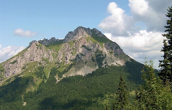 Turista zemel pi výstupu na horu Rozsutec.