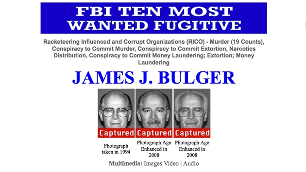 James Whitey Bulger na webu FBI