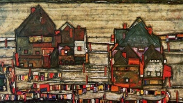 Egon Schiele: Domy s barevným prádlem Egon Schiele: Domy s barevným prádlem