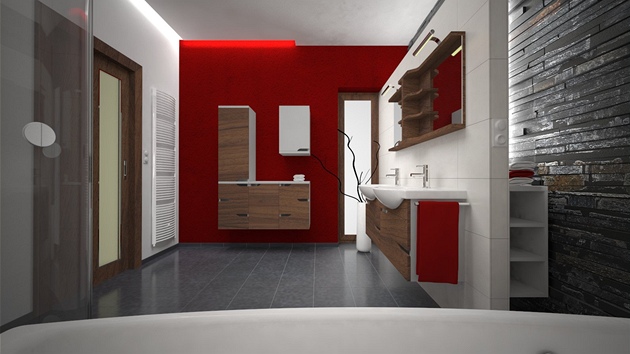 Koupelna navrená mladým eským designérem Petrem Kubíkem má netradin vyeené úchytky.