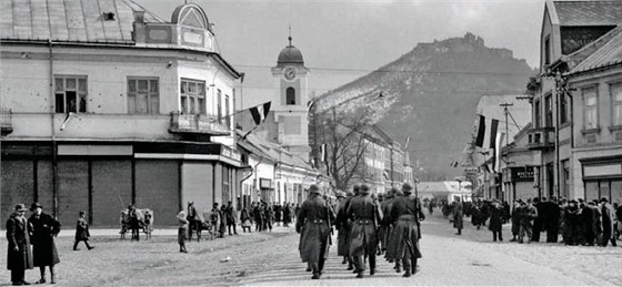 Chust, okupované centrum Podkarpatské Rusi (16. bezna 1939)