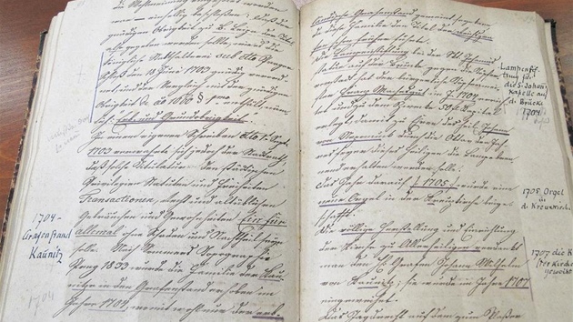 Rukopis nmecky psané kroniky eské Lípy z 19. století.