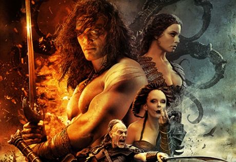 Plakát k nové verzi filmu Barbar Conan, který proslavil Arnold Schwarzenegger.