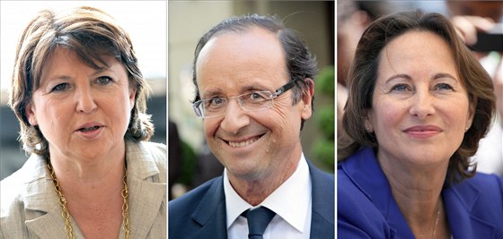 Francouztí uchazei o prezidentskou kandidaturu: zleva Martine Aubryová, François Hollande, Ségolene Royalová