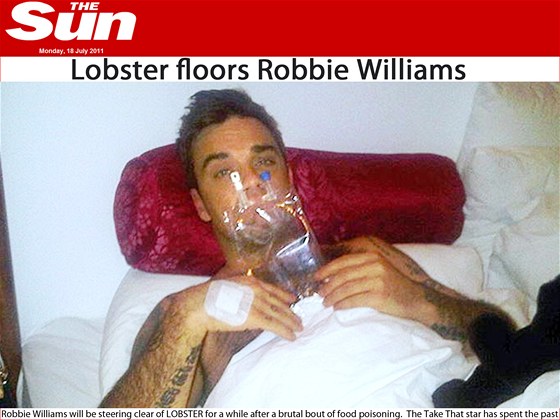 Robbie Williams se piotrávil jídlem