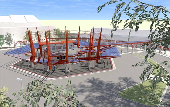 Vizualizace nového dopravního terminálu v Chebu.