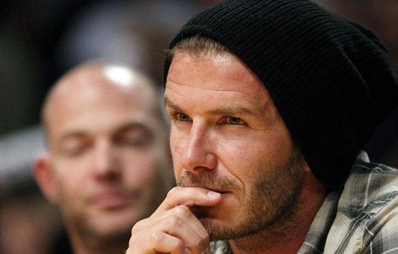 Fotbalista David Beckham v hlediti pi utkání LA Lakers - Oklahoma City Thunder