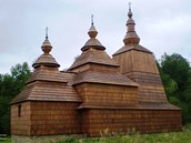 Replika devnho kostelku ve slovensk obci Habura. 
