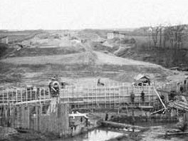 Stavba dlnice a dlninho mostu pes potok Boti u Prhonic (podzim 1939)