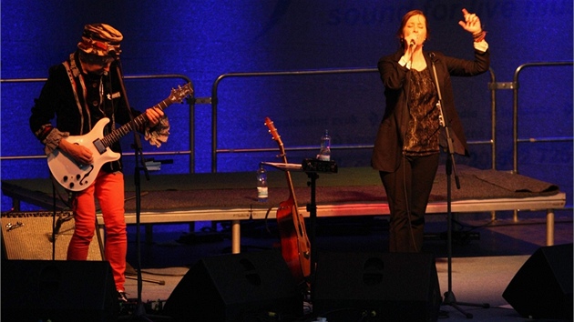 Suzanne Vega pi svém koncertu v Olomouci, na který se na Horní námstí pily