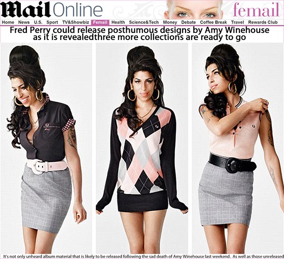 Amy Winehouse navrhla pro odvn spolenost Fred Perry kolekci obleen.