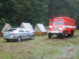 Evakuovan tbor v Rokytnici v Orlickch horch. (22. ervence 2010)