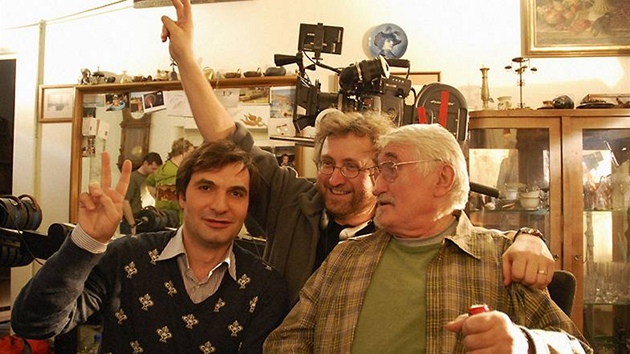 Pavel Landovský (vpravo) spolu se Svatoplukem Karáskem a Václavem Havlem.