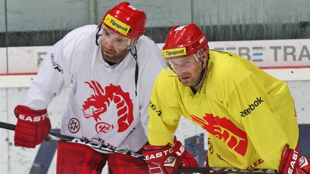 VETERÁNI. Útočník Radek Bonk (vlevo) a obránce Daniel Seman patří k VETERÁNI. Útočník Radek Bonk (vlevo) a obránce Daniel Seman patří k