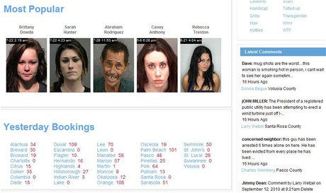 Snímky zatených jsou voln pístupné na internetu na florida.arrests.org