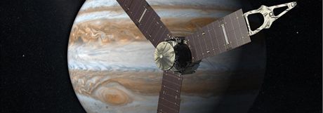 Sonda Juno u Jupiteru podle pedstav ilustrátora