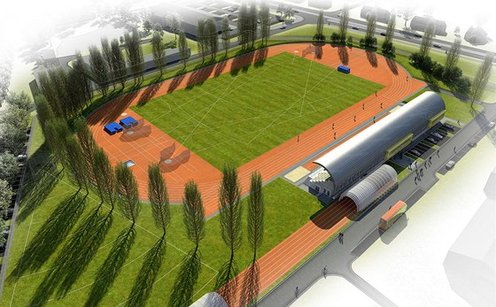 Studie nového atletického stadionu v Plzni-Skvranech