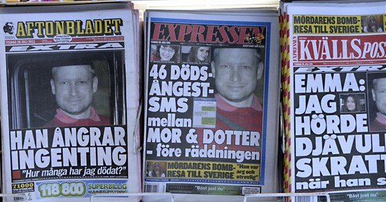 Norové u nechtjí vídat Breivikovu tvá kadý den v novinách.