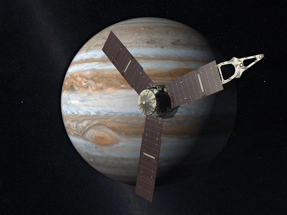 Sonda Juno u Jupiteru podle pedstav ilustrátora