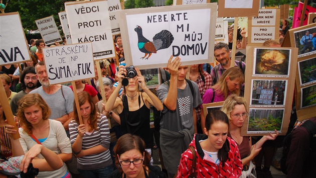 Demonstrace proti kácení strom na umav kvli krovci v Praze. (5. srpna 2011)