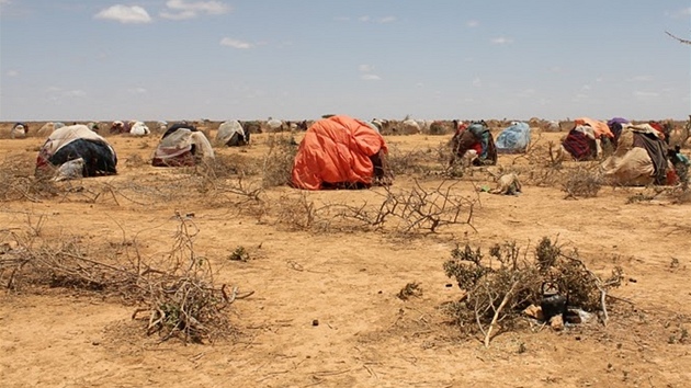Uprchlíci u etiopského msta Kelafo poblí hranic ze Somálskem (1. srpna 2011) 