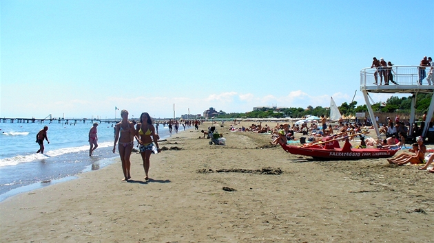 Benátky, veejná plá na Lido di Venezia