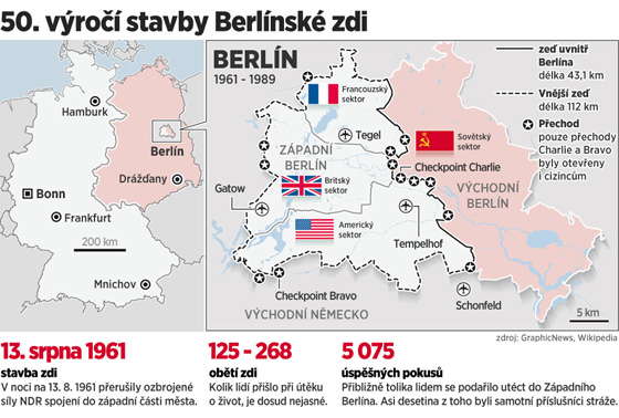 MAPA: 50. vro stavby Berlnsk zdi