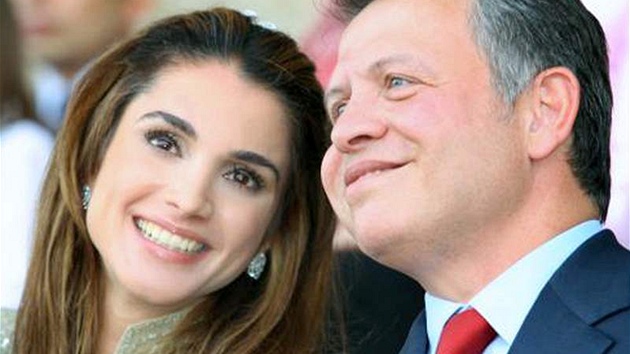 Rania Al-Abdullah se svým manelem a jordánským králem Abdalláhem II.
