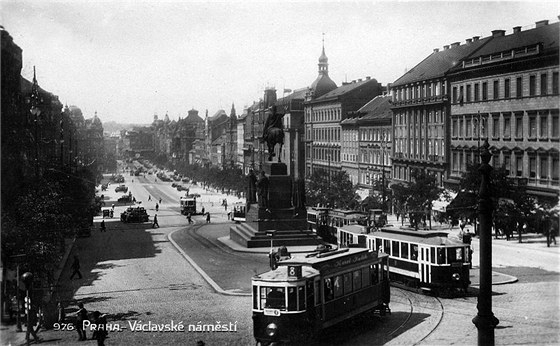 Tramvaje na Václavském námstí.