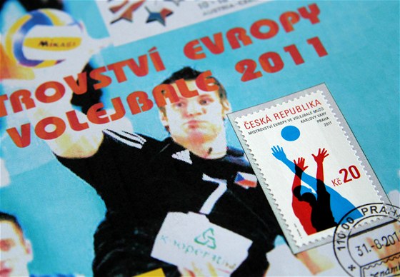 Dvacetikorunová potovní známka s motivem Mistrovství Evropy ve volejbale 2011