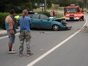 Nehoda Fordu Focus a nkladnho vozu Avia u Klimkovic. 