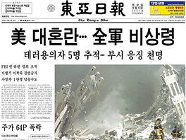 Titulní strana jihokorejského deníku Dong-a Ilbo po teroristických útocích v