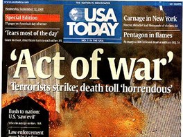 Titulní strana amerického deníku USA Today den po teroristických útocích na New...