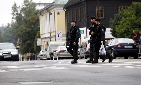Policisté v ulicích Nového Boru. Ilustraní snímek