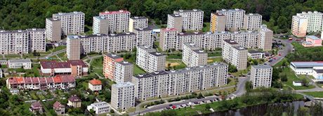 Panelové domy na chebském síditi Zlatý vrch.