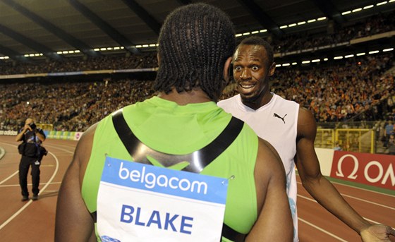 U TO NEJEZ... Usain Bolt a Yohan Blake na mítinku v Bruselu.