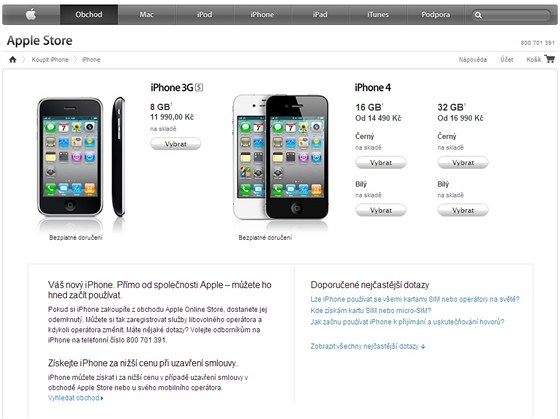 Apple Store R, nabídka iPhon