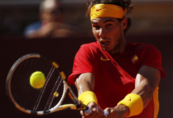 panlský tenista Rafael Nadal v daviscupovém duelu proti Francii