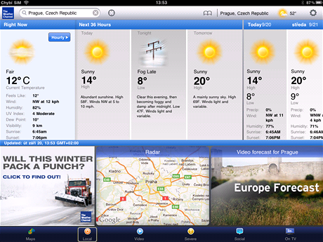 Aplikace pro iPad - The Weather Channel